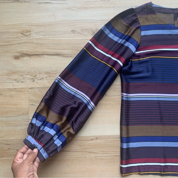 LOFT bubble Sleeve Striped blouse multicolor size XS - Picture 9 of 14